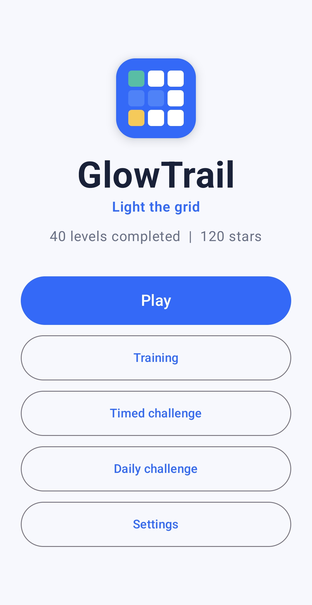 GlowTrail home screen
